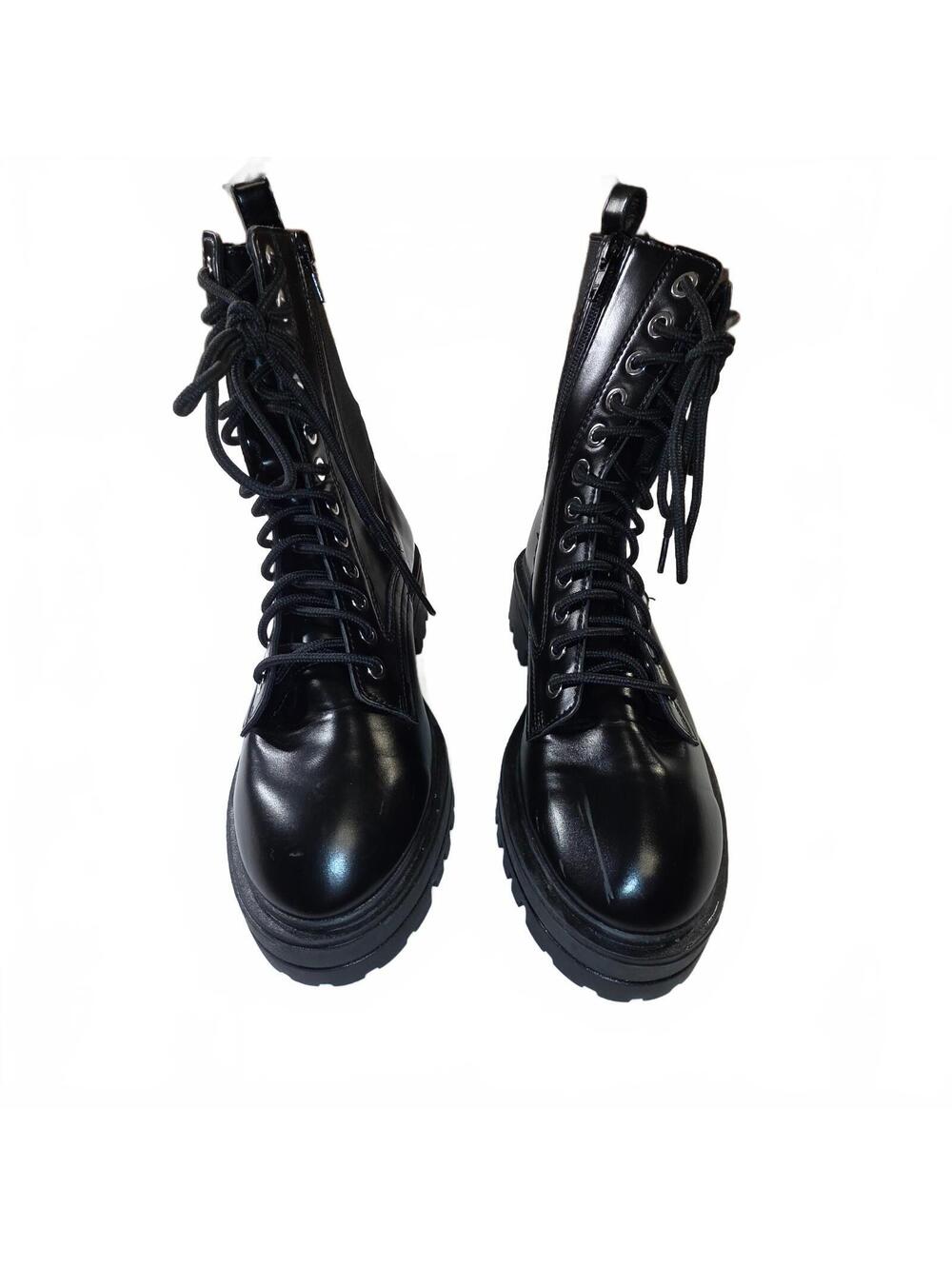 No Boundaries Women's Tall Combat Boots Black Platform Lug Sole Size 7 Side Zip